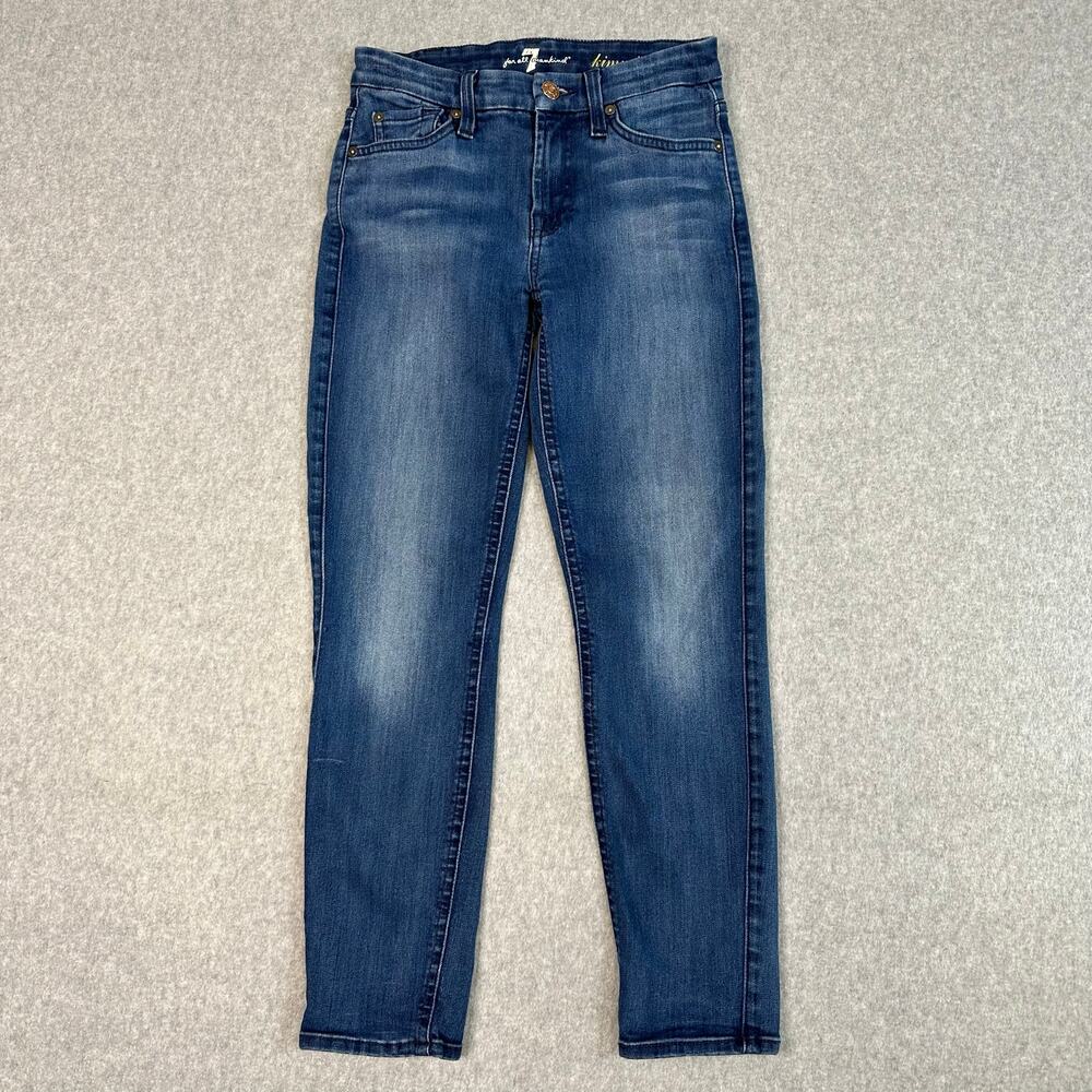 7 For All Mankind Jeans Dark Blue Womens Size 25 Kimmie Crop Mid Rise Straight